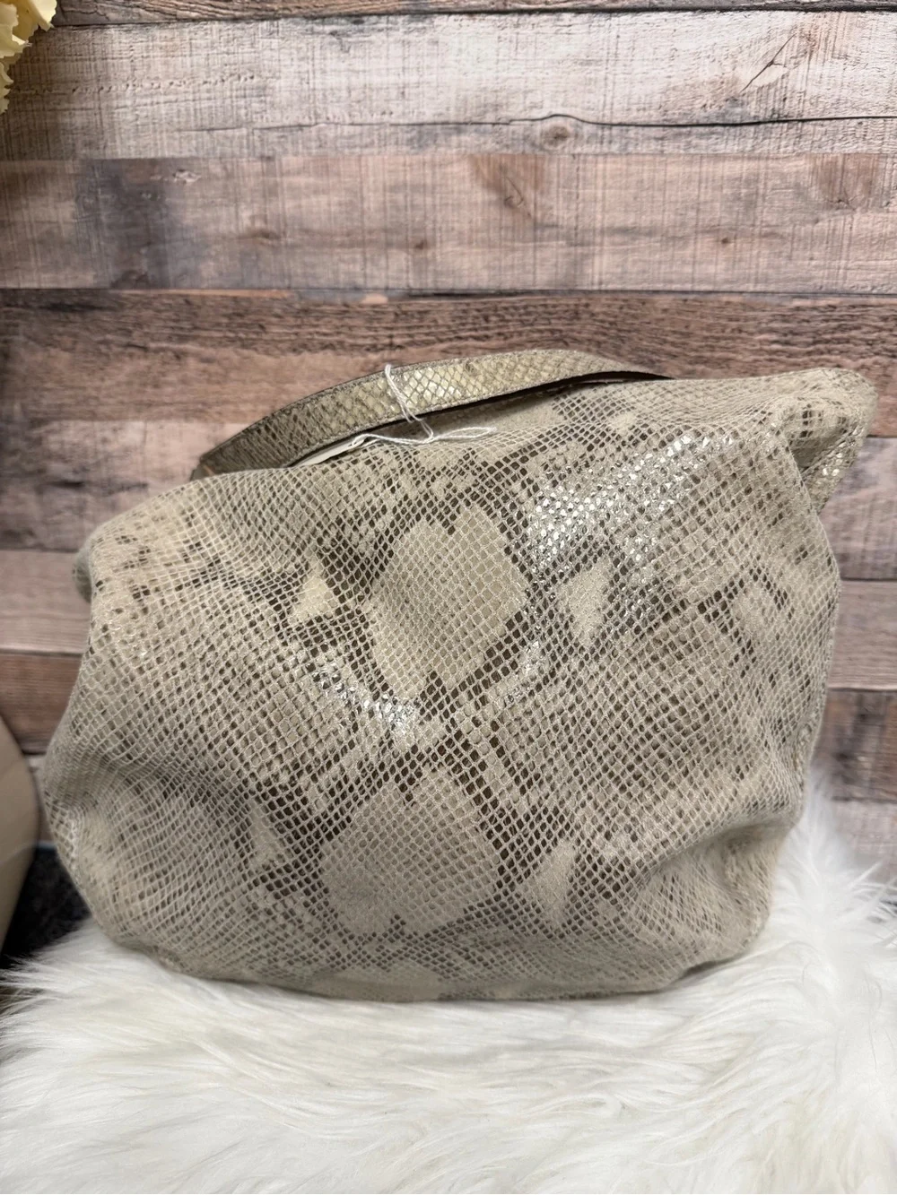 Michael Kors Python Embossed Leather Bag Cream Color